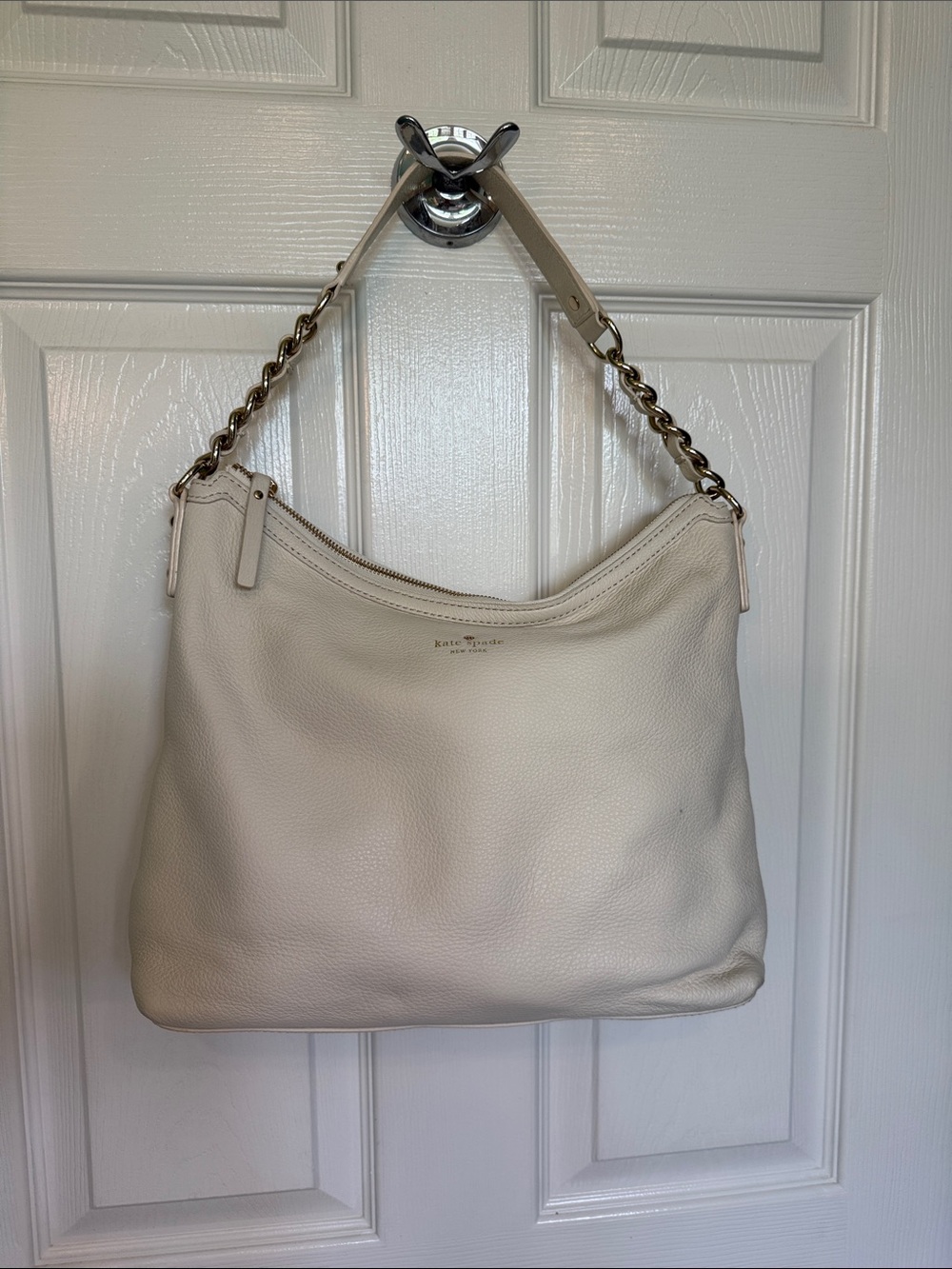kate spade Cream Pebbled Leather Chain-Handle Medium Serena Shoulder Bag
